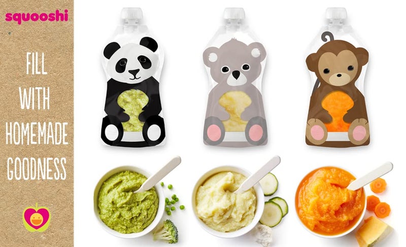 Squooshi Reusable Baby Food Pouches for Toddlers | BPA Free Plastic, Food Safe, Freezer Safe | Refillable for Applesauce Yogurt & Puree Squeeze Pouch | 6 Pack | 3.4 oz - Image 4